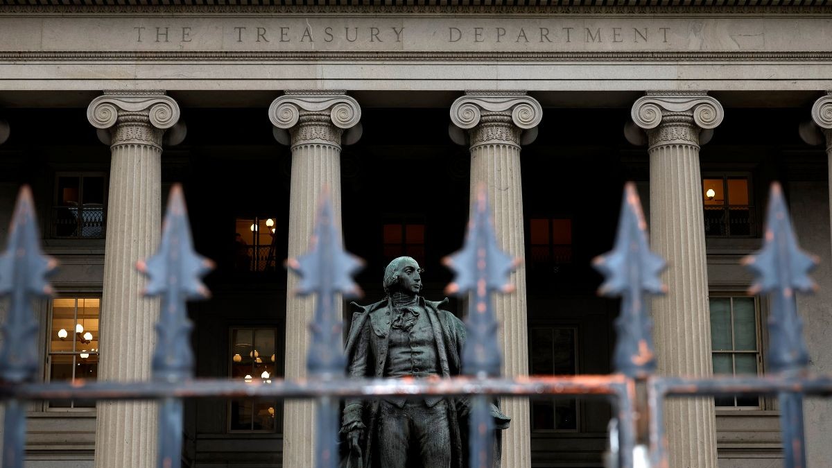 Close up of the U.S. Treasury Department building