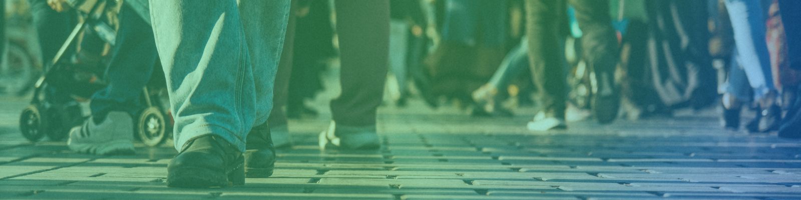 Close up of pedestrians' feet walking